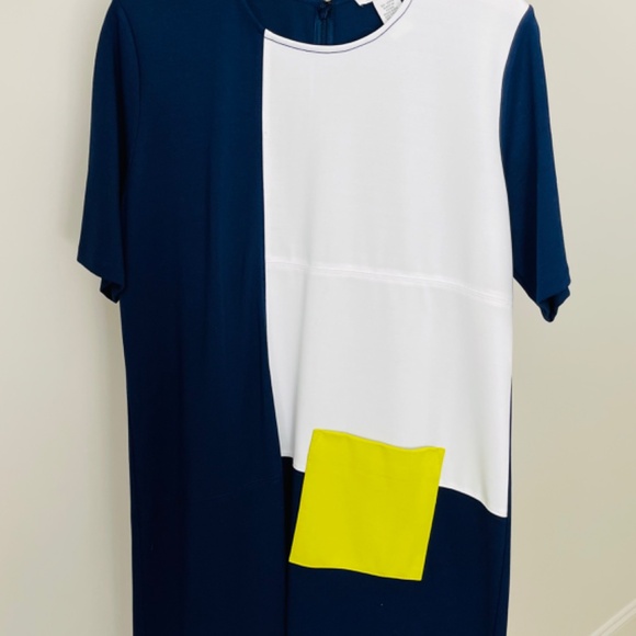 SALE! Joan Vass Colorblock Dress + Green Pocket~Size L/2 - Picture 2 of 5